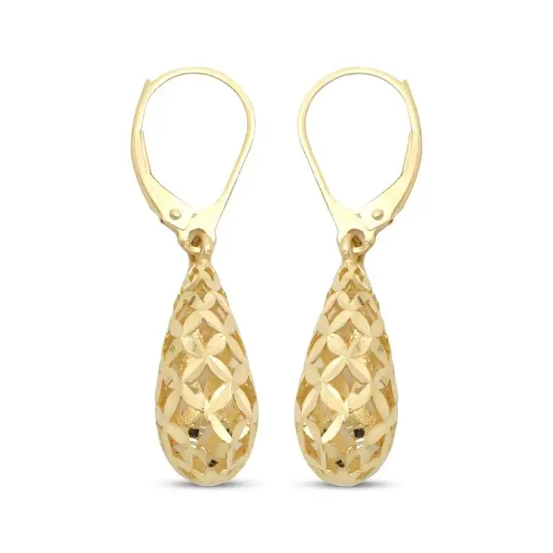 Italian Brilliance Diamond-Cut Drop Earrings 14K Yellow Gold