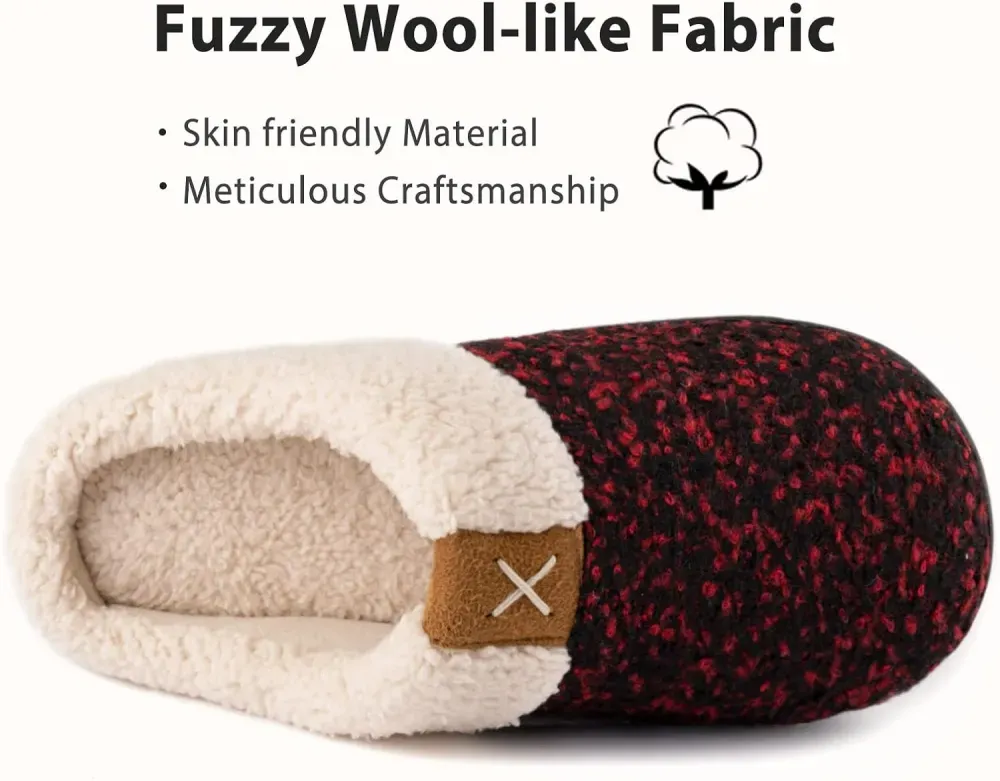 Women's Indoor Bedroom Slipper with Memory Foam, Gift for Women, Wool-Like House Shoe with Anti-Skid Rubber Sole for Ladies