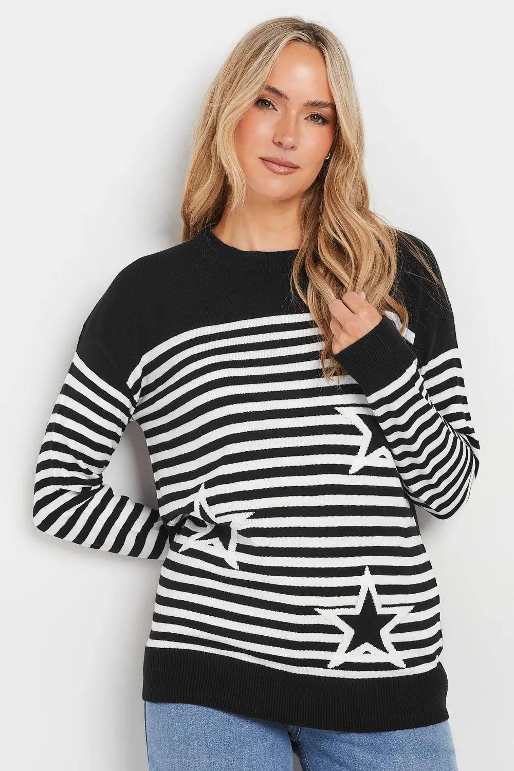LTS Tall Black Star & Stripe Print Jumper