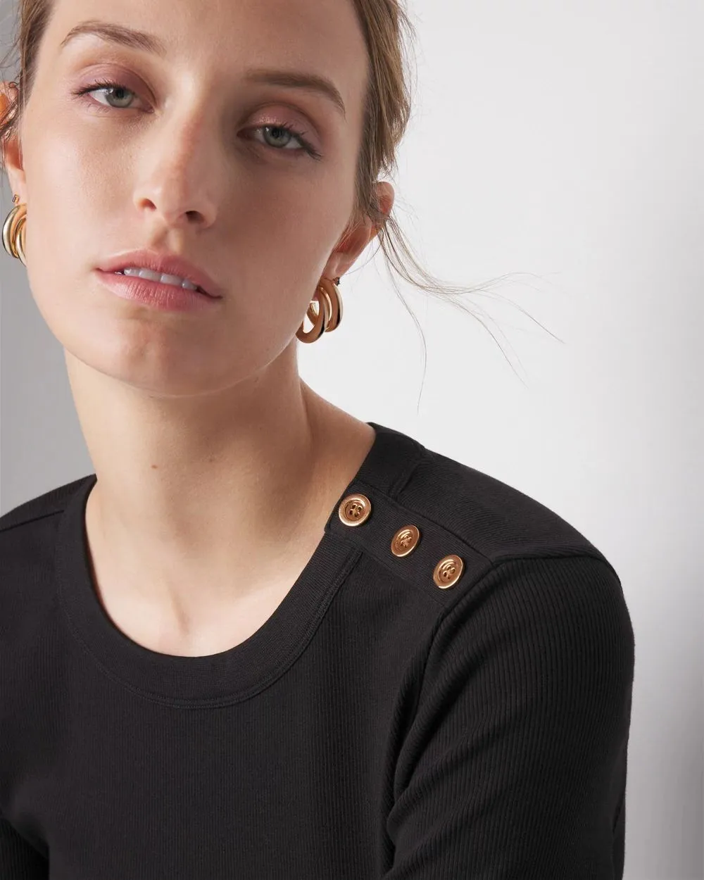 Short Sleeve Button Shoulder Tee