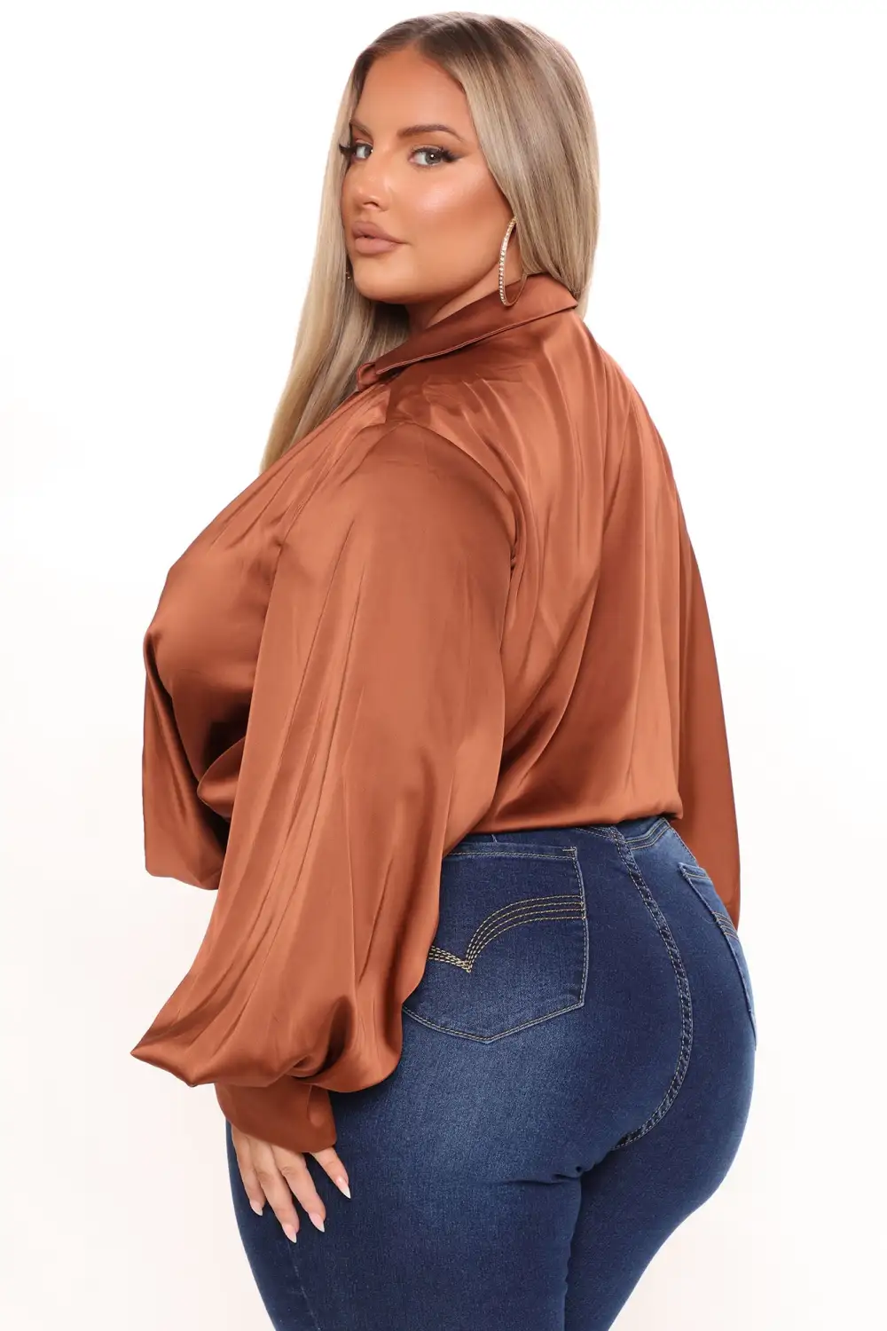 Cowl Could I Forget Satin Bodysuit - Copper