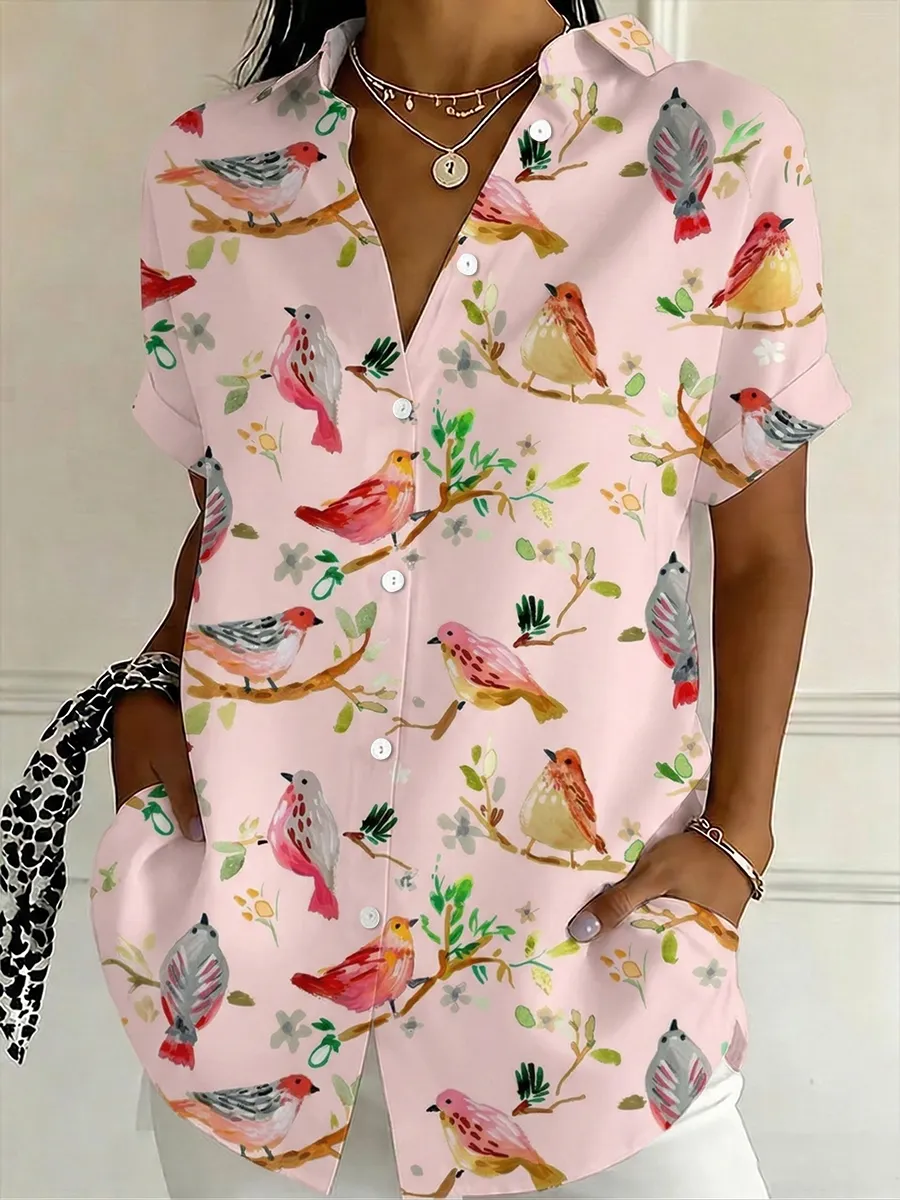 Women's Floral Bird Print Shirt