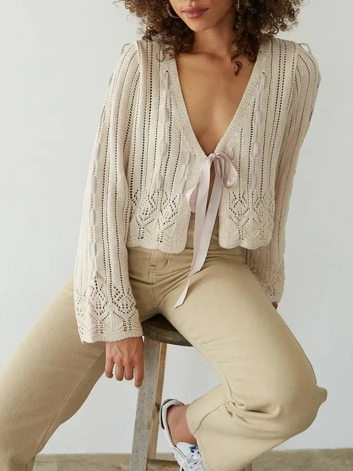 Ginger Crochet Ribbon Cardigan