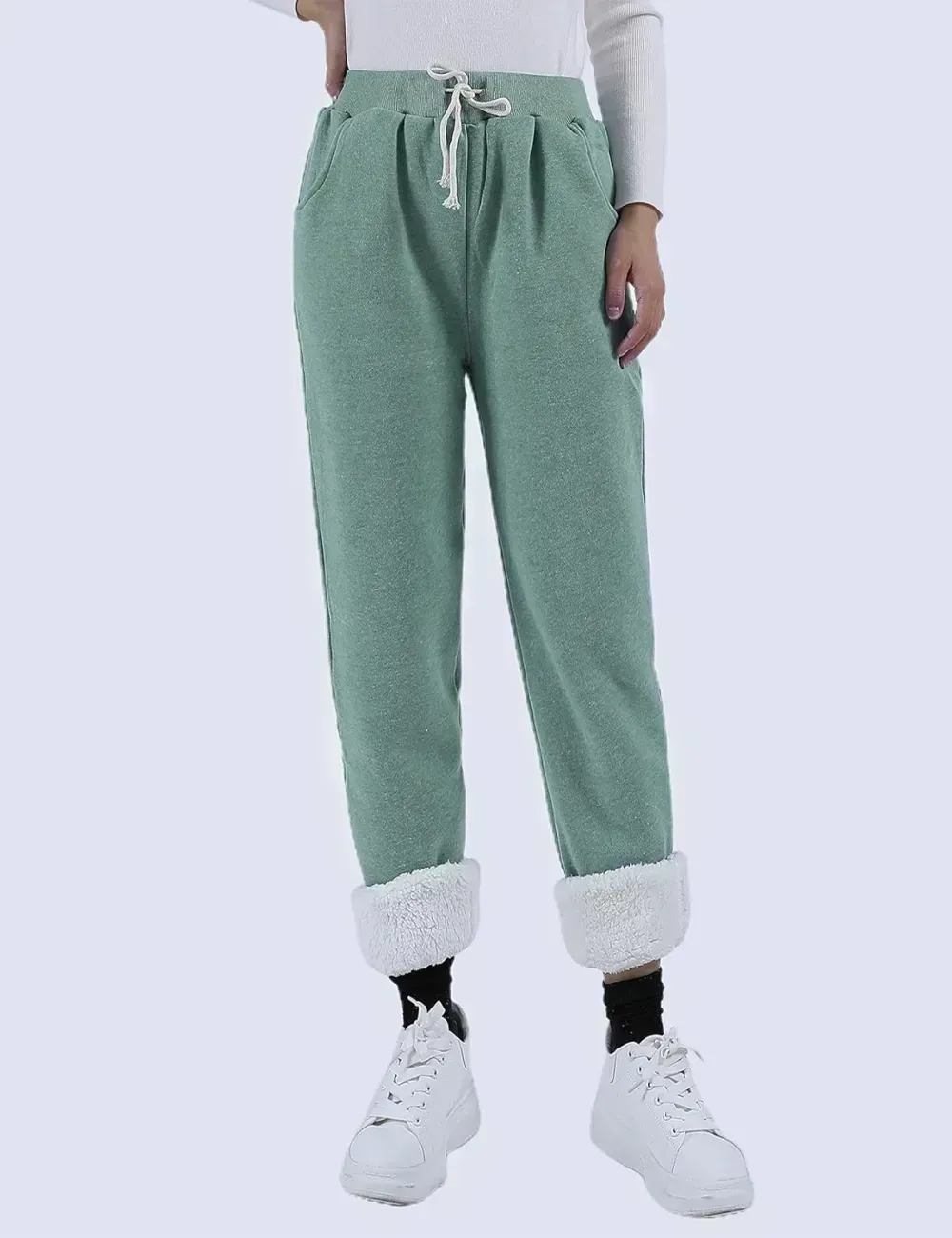 Women's Winter Warm Athletic Sweatpants Sherpa Lined Joggers Fleece Pants