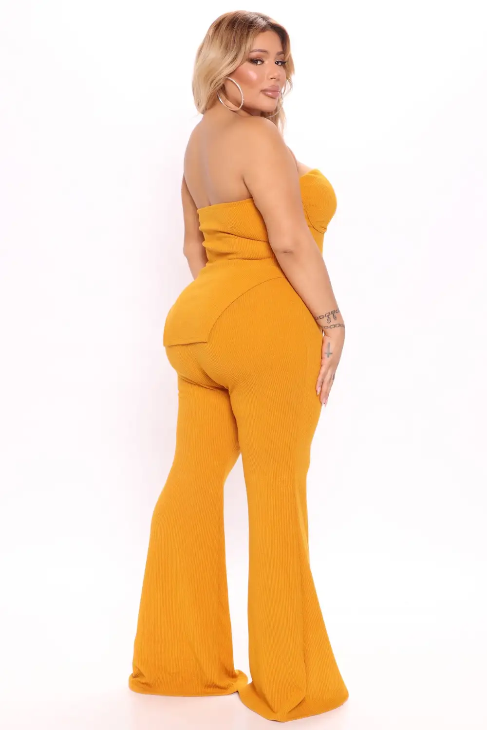 Call My Name Ribbed Pant Set - Mustard