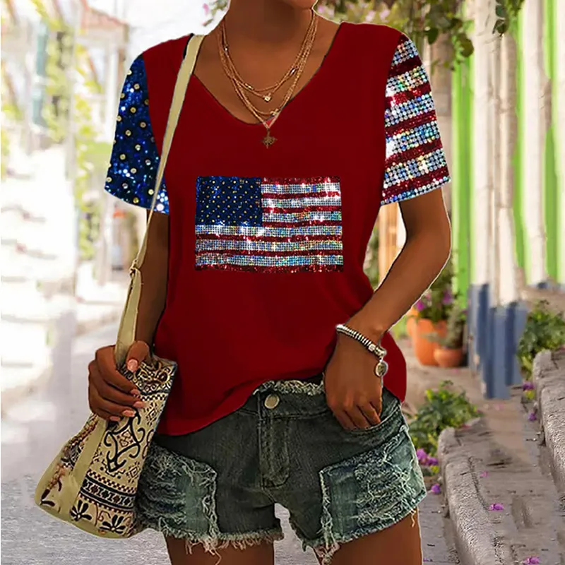 Women's Independence Day Printed Casual T-shirt