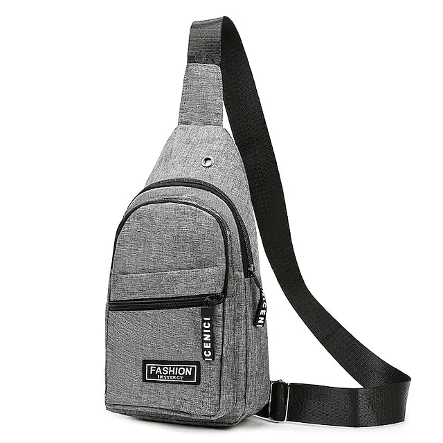 Men's Crossbody Bag Shoulder Bag Chest Bag Oxford Cloth Outdoor Daily Holiday Zipper Large Capacity Lightweight Durable Solid Color Black Blue Grey