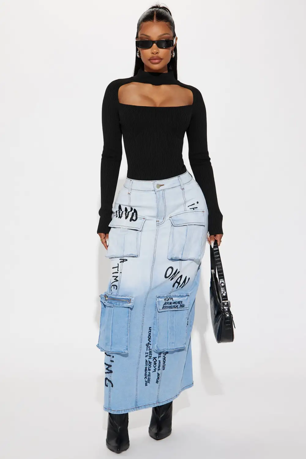 Jodeci Sweater Bodysuit - Black