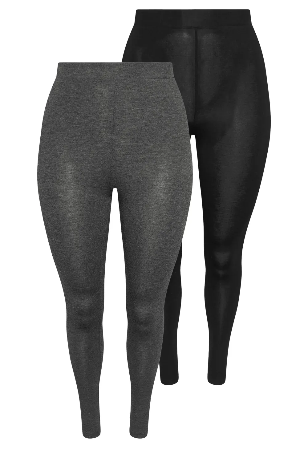 YOURS 2 PACK Curve Charcoal Grey & Black Soft Touch Stretch Leggings