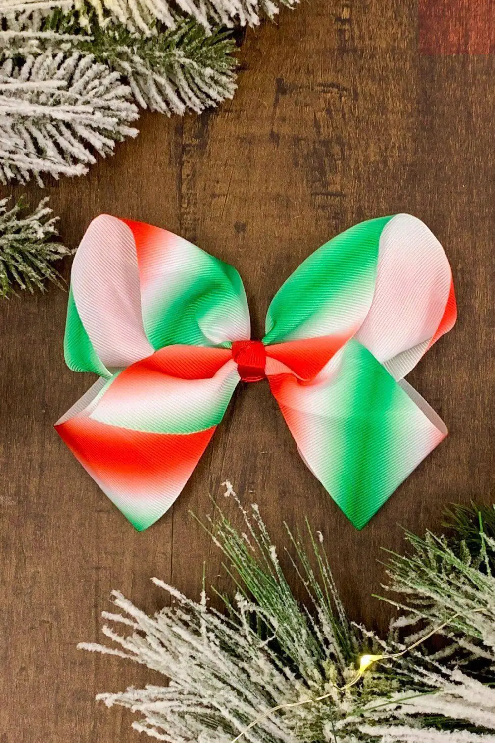 Red Green Ombre Christmas Bow - 6 inch