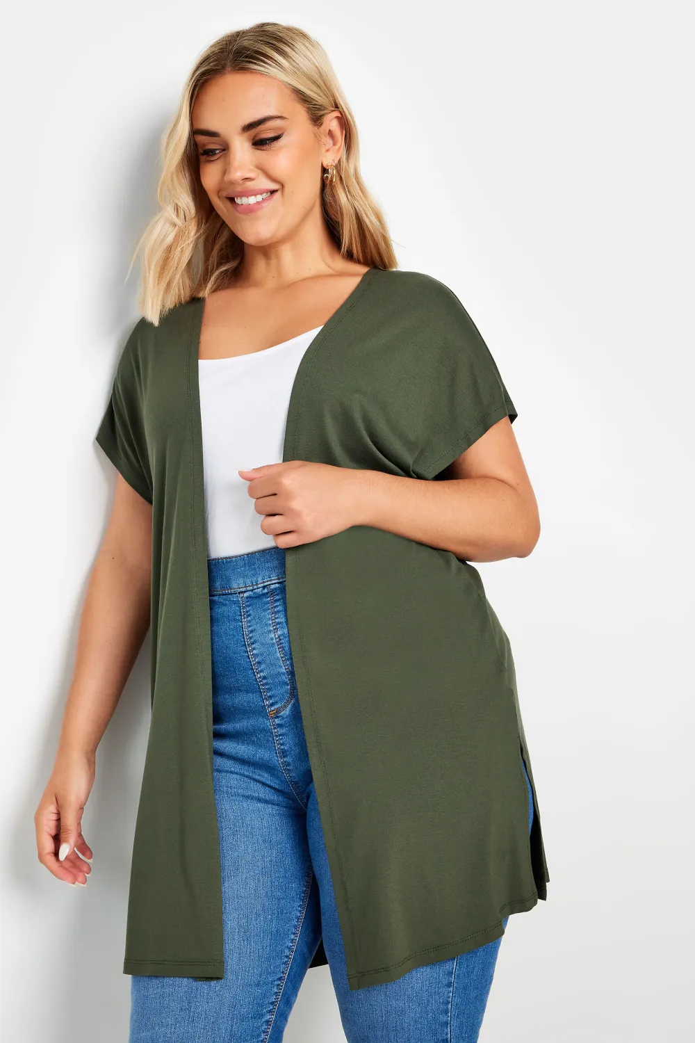 YOURS Curve Green Short Sleeve Cardigan