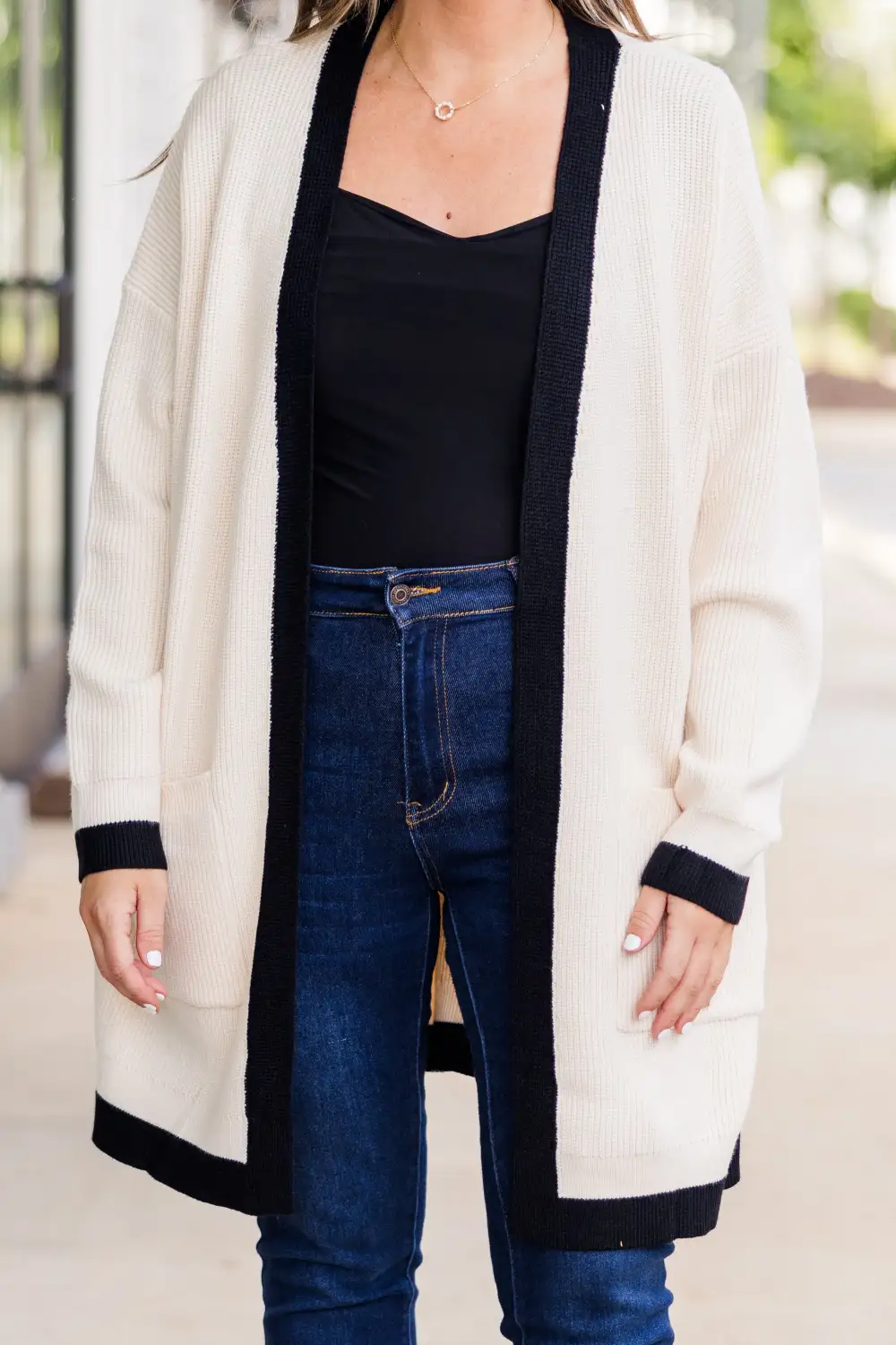 Moonlight Waltz Cardigan, Cream/Black