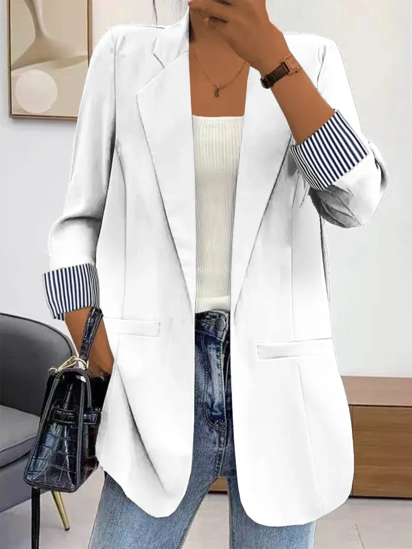 Lapel Collar Casual Plain Loose Blazer