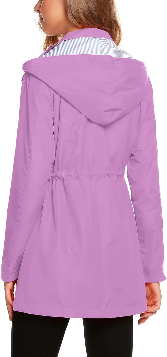 Womens Lightweight Hooded Waterproof Active Outdoor Rain Jacket S-XXL