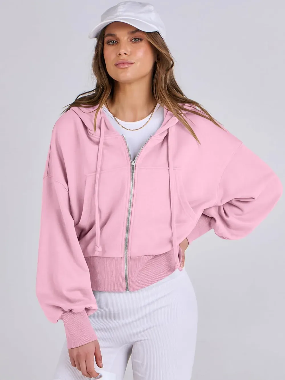 Women's Zip Up Hoodies Cropped Sweatshirts Full Zip Jackets Casual Fashion Fall Outfits Winter Clothes