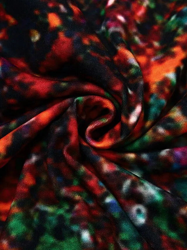 Women‘s Casual Dress Swing Dress Midi Dress Blue Yellow Rainbow Long Sleeve Color Gradient Pocket Print Winter Fall Crew Neck Vacation Casual Fall Dress 2023 S M L XL XXL 3XL