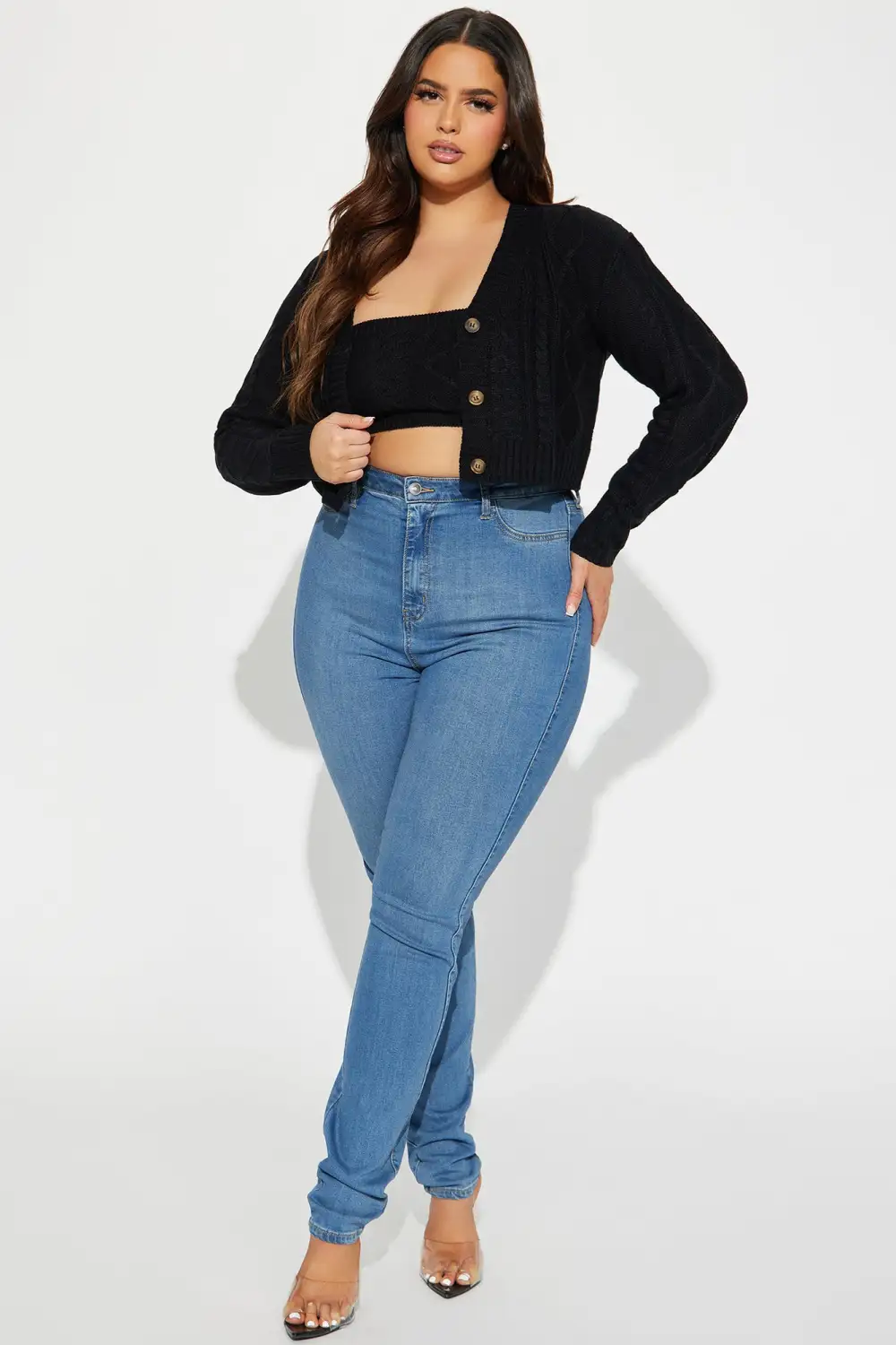 Missed You Cable Knit Sweater Set - Black