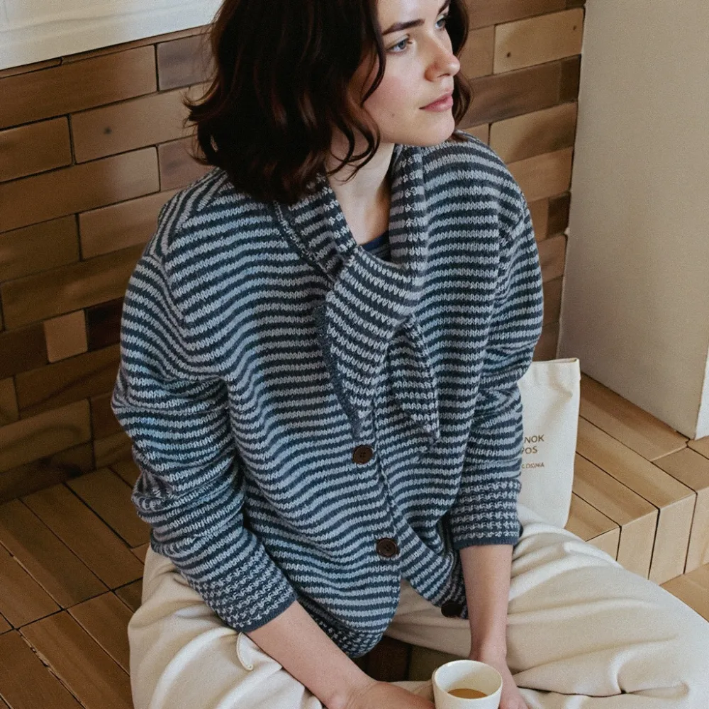 Scarf Knit Striped Sweater