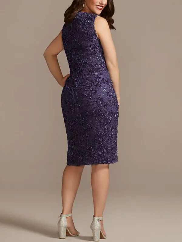 Round Neck Lace Sleeveless Dress Mesh Set