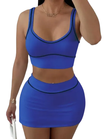 Two-piece Set Women's  Crop Tank Top & Skirt