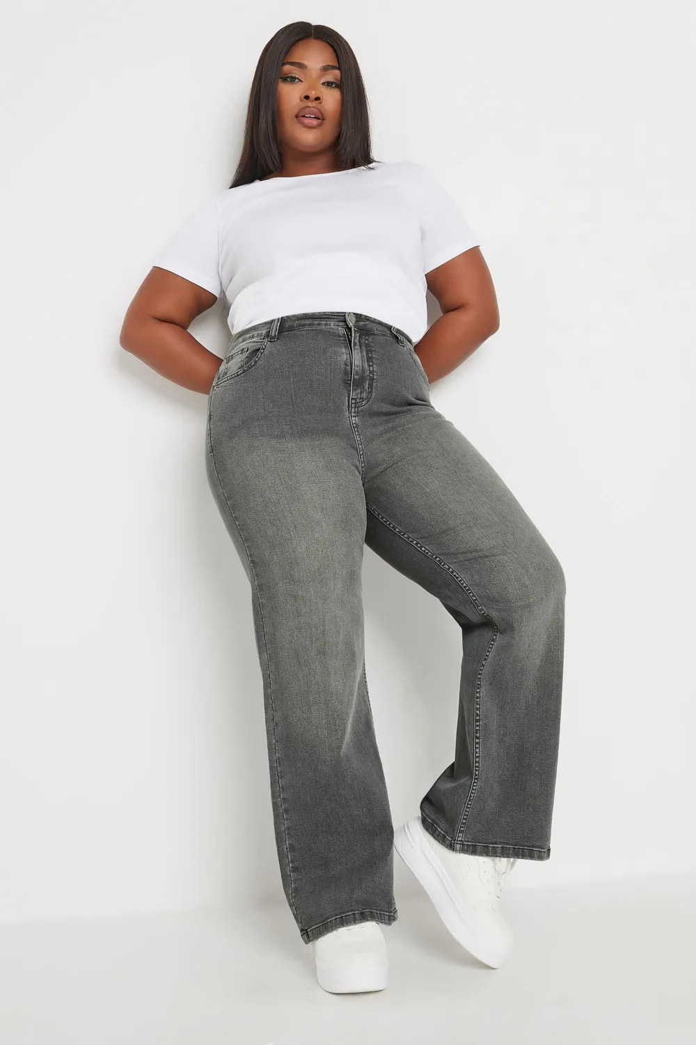 YOURS Curve Black Wide Leg Denim Jeans