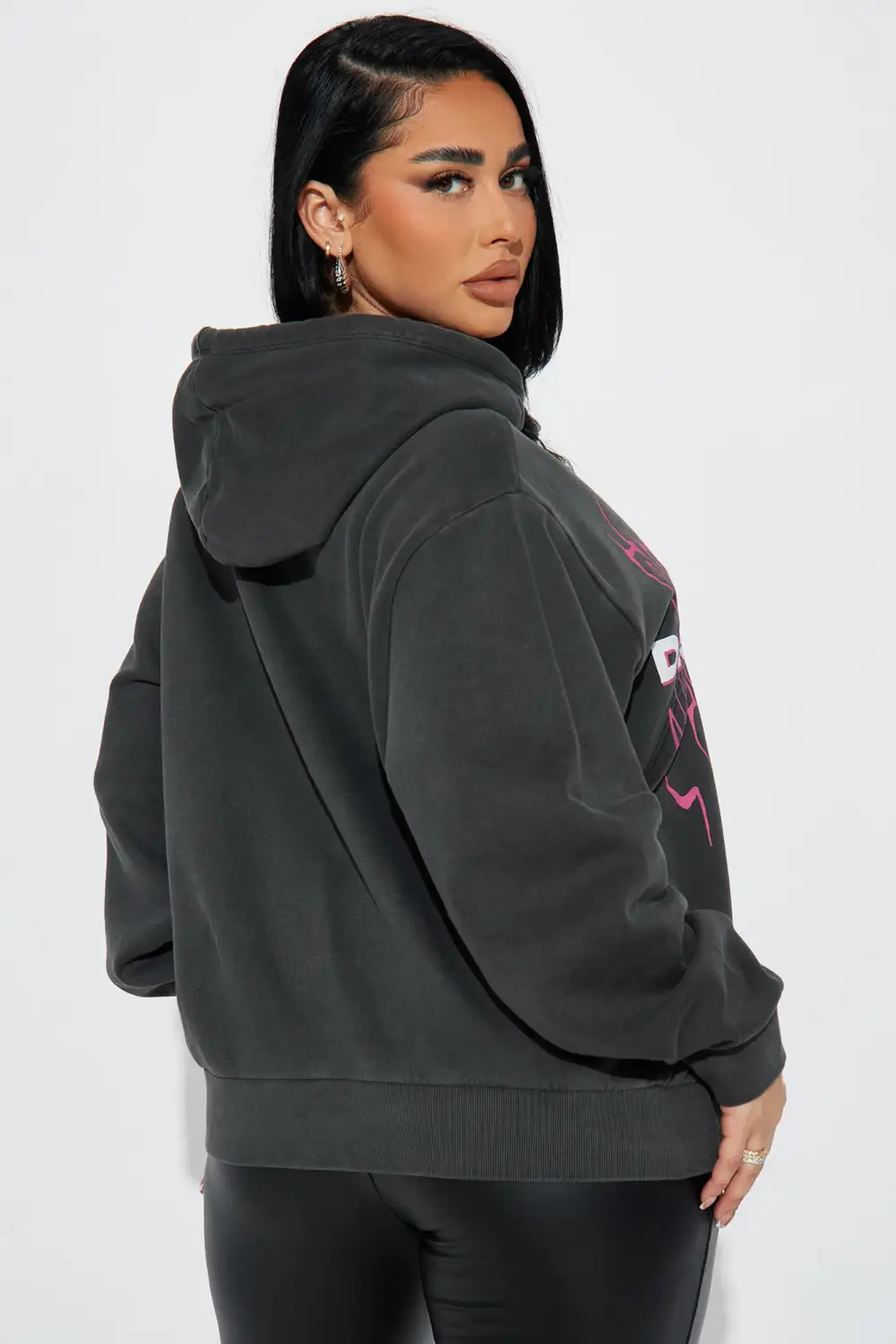 No Distractions Graphic Hoodie - Charcoal