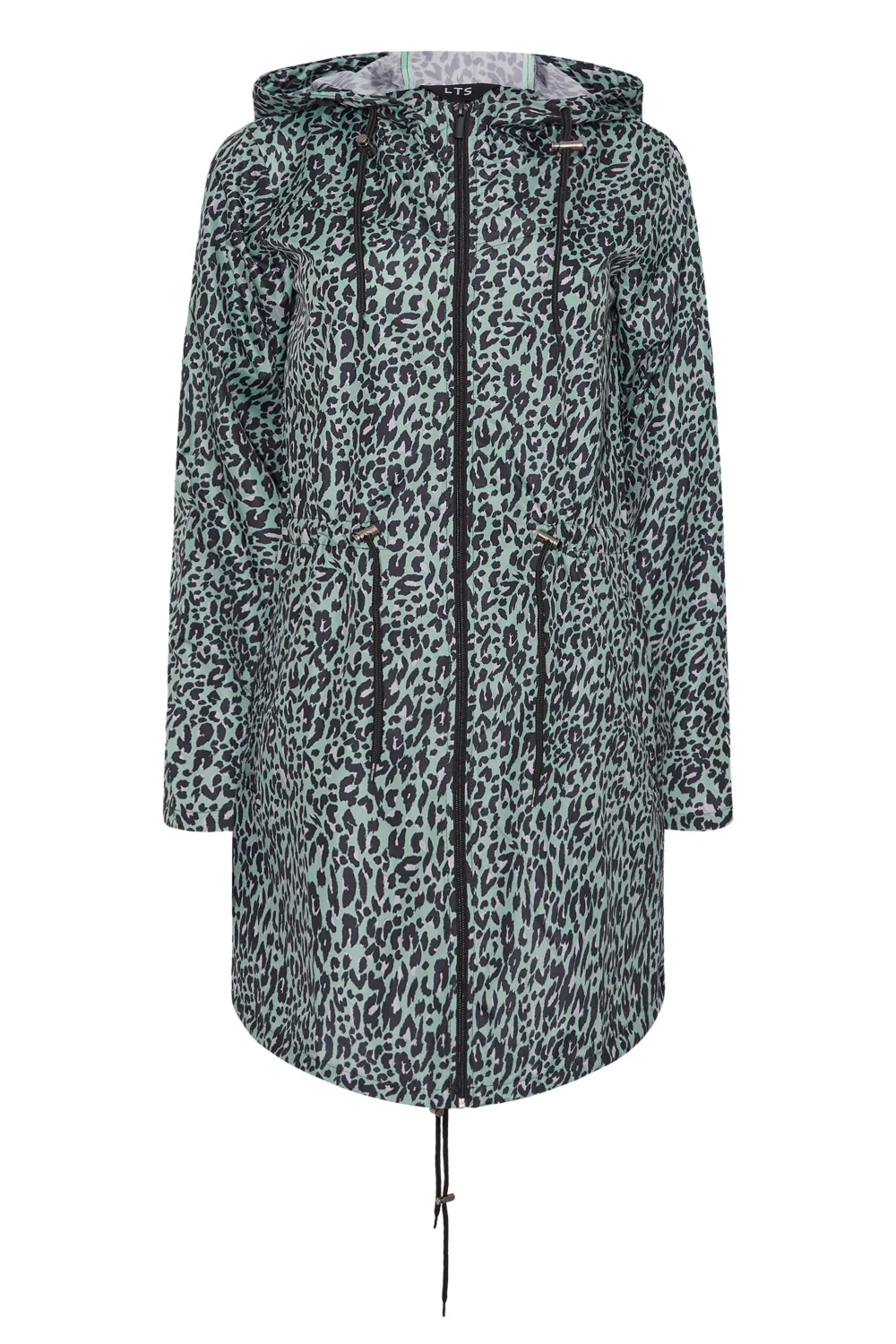 LTS Tall Black Dalmatian Print Pocket Parka