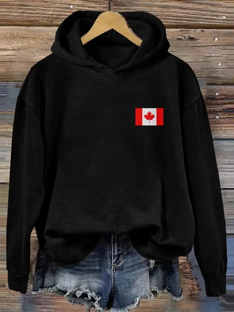 Women's Retro Canada Printed Hoodie