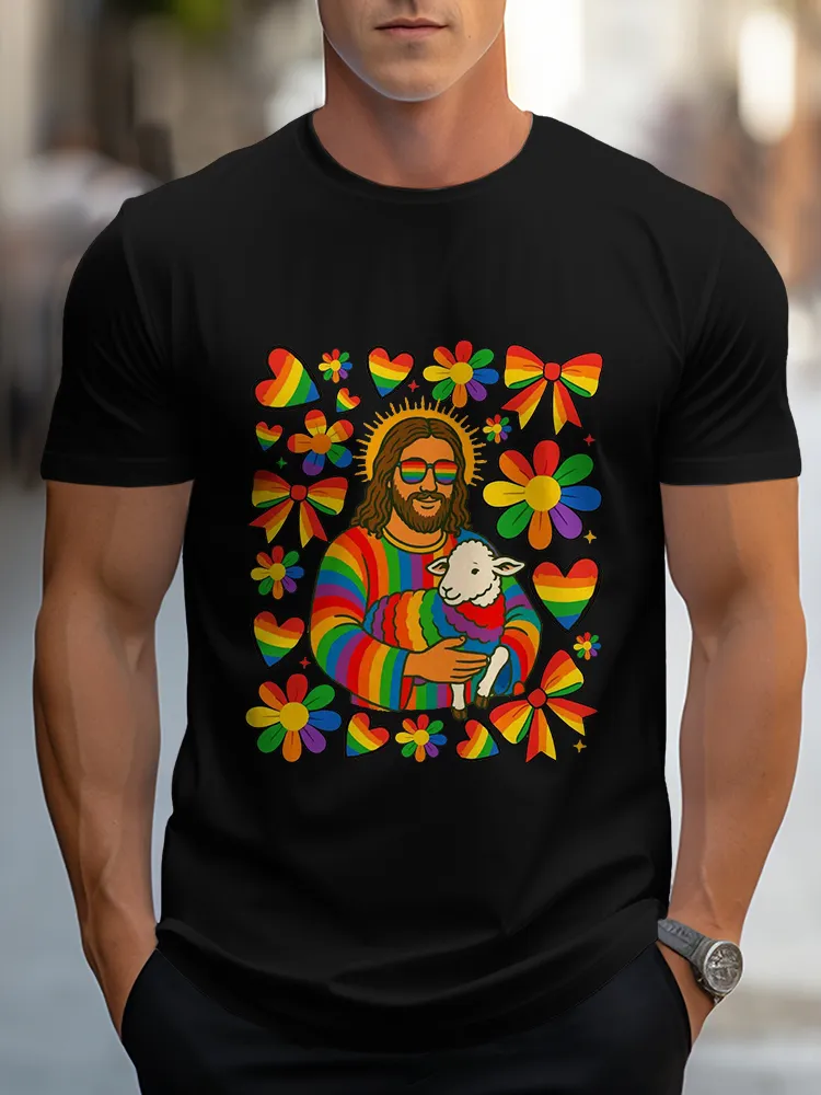 Men's Oh Men Pride Month Round Neck Short Sleeves T-Shirt