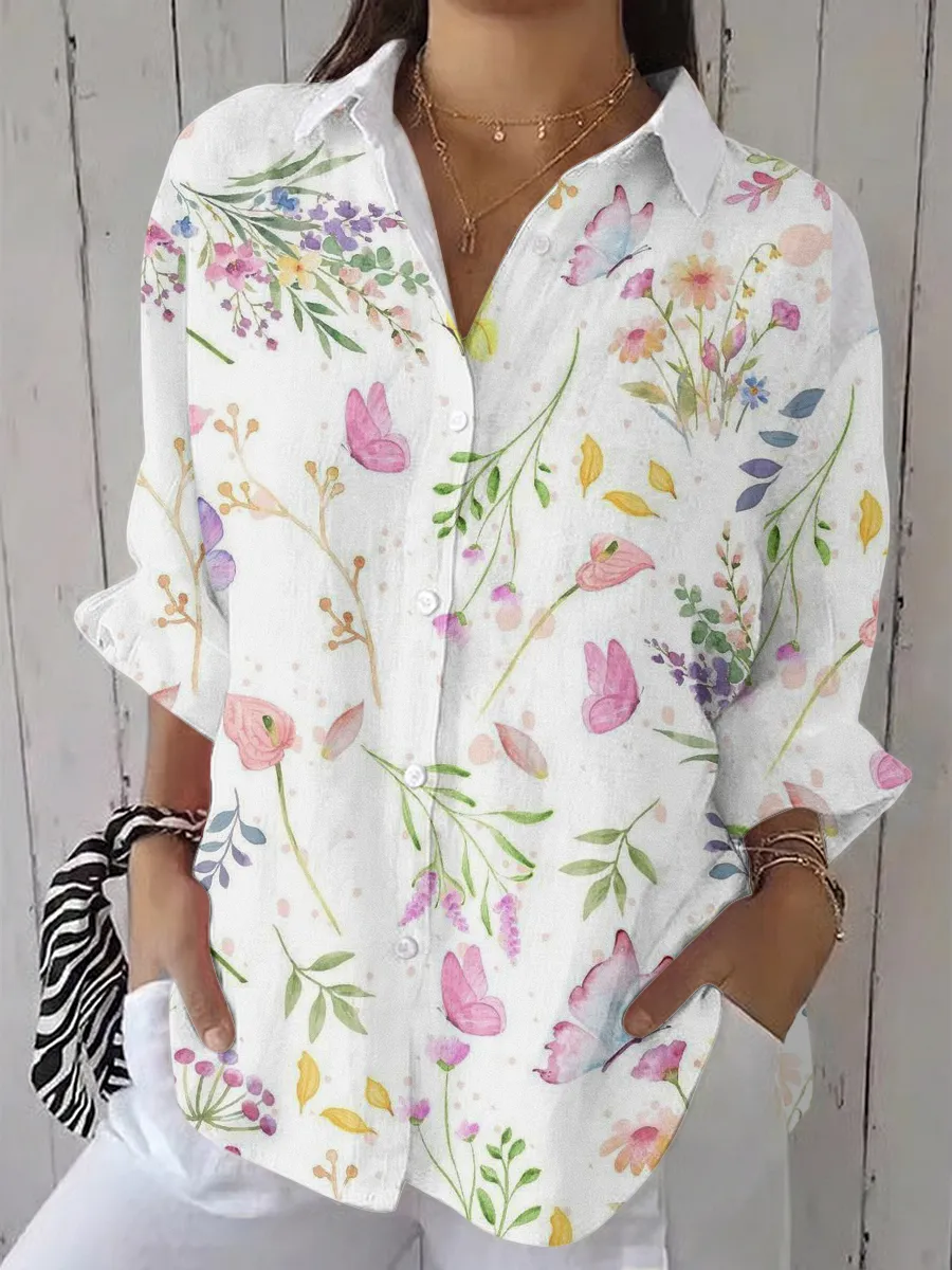 Women's Casual Retro Floral Art Shirt