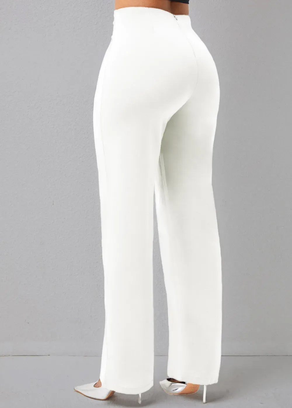 Double Breasted Solid High Waisted Pants