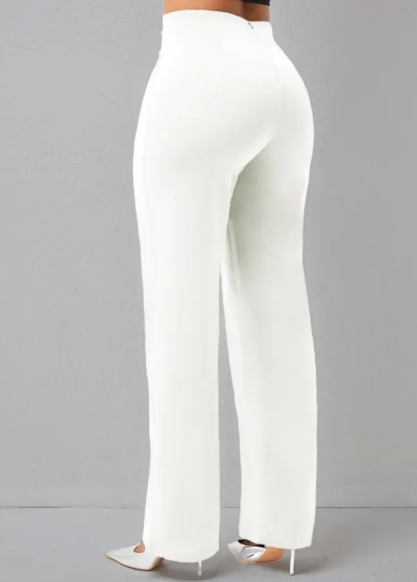 Double Breasted Solid High Waisted Pants