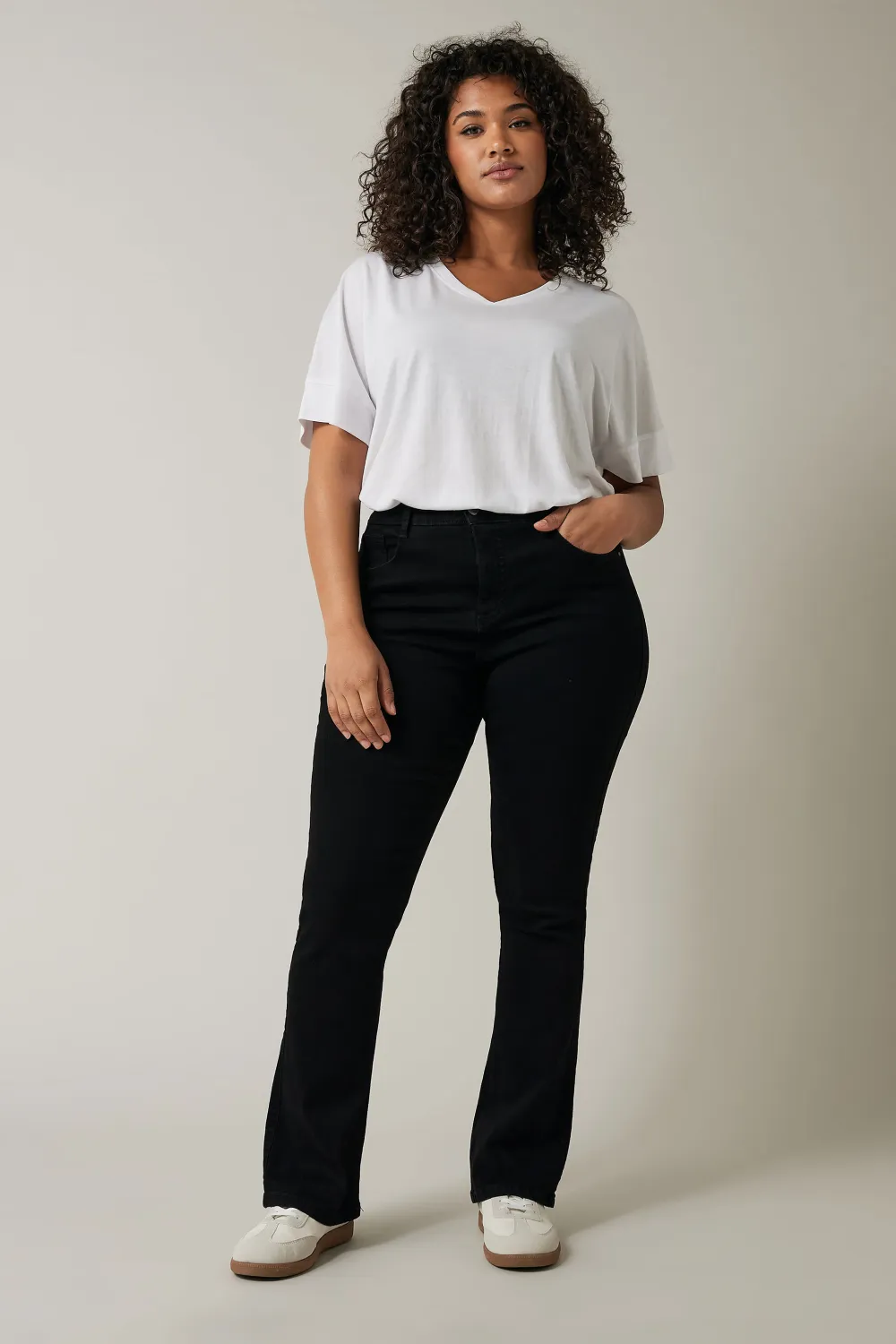 EVANS Curve Mid Blue Denim Bootcut Jeans