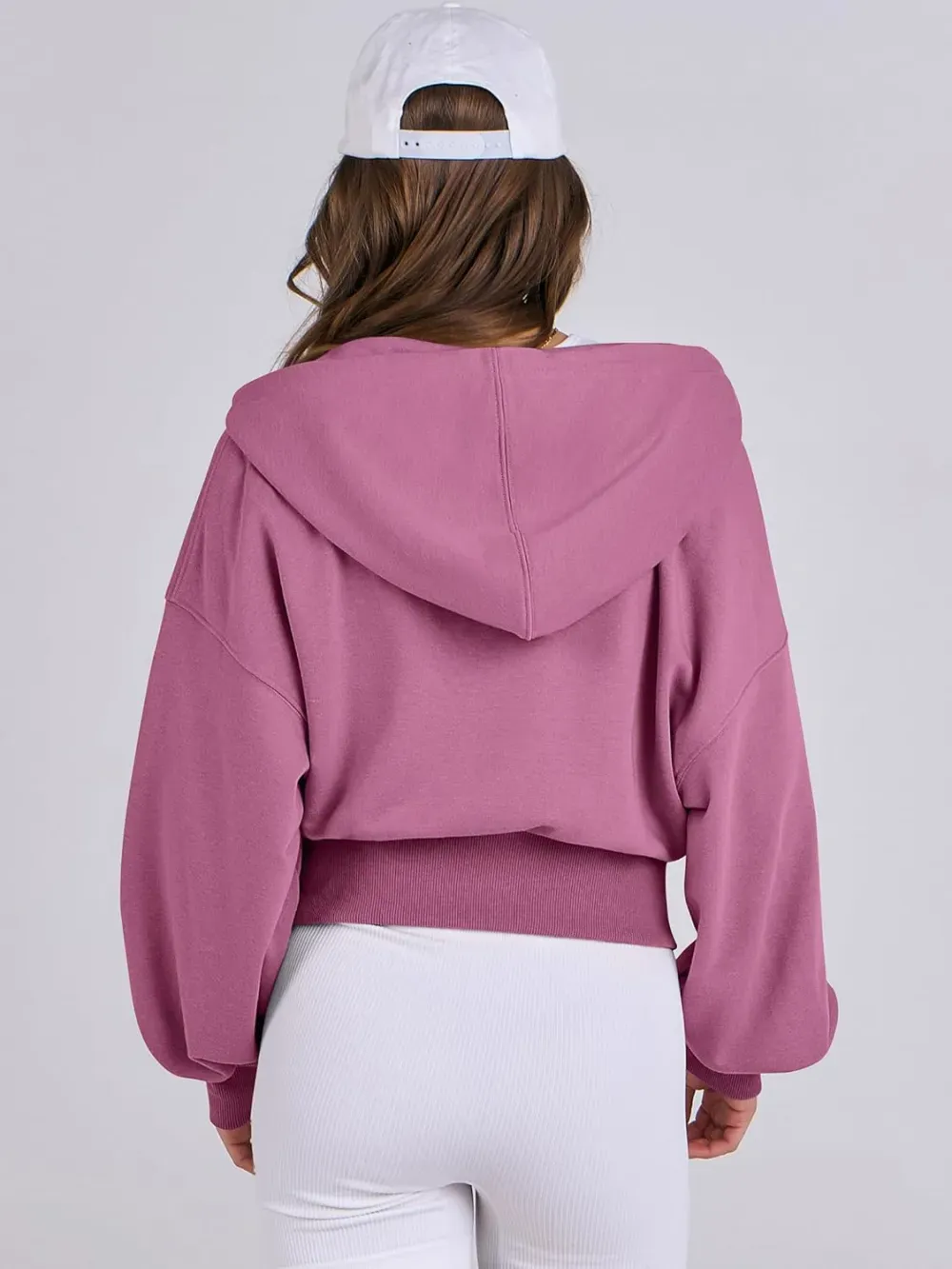 Women's Zip Up Hoodies Cropped Sweatshirts Full Zip Jackets Casual Fashion Fall Outfits Winter Clothes