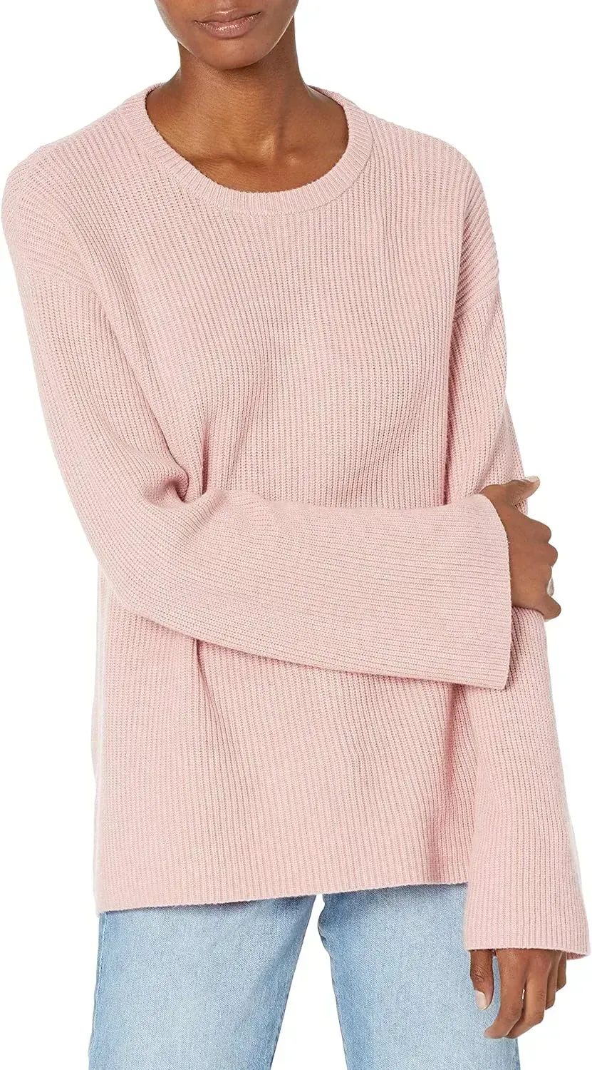 Women's Alice Crewneck Back-Slit Ribbed Pullover Sweater