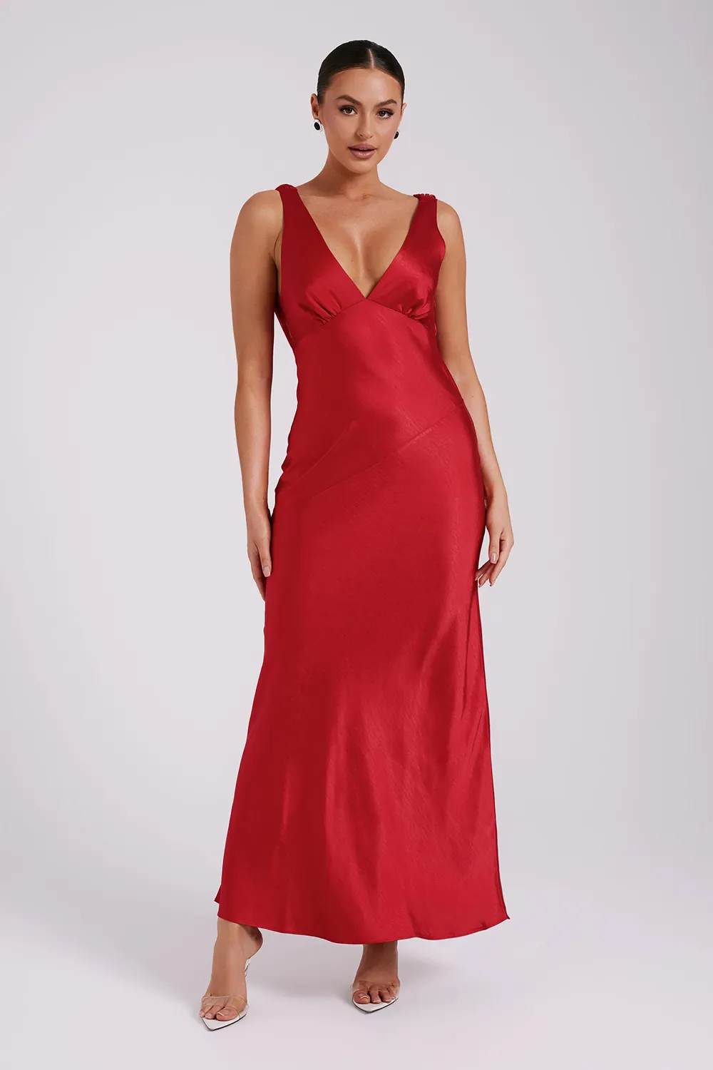 Maxi Satin Dress With Back Cowl
