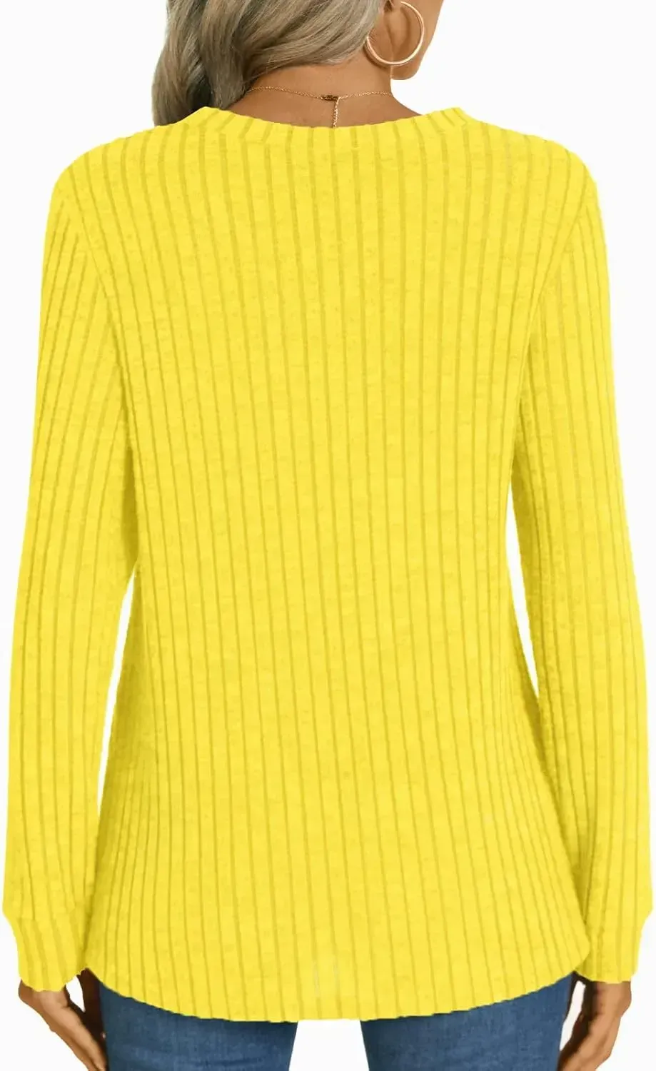 HOTGIFT Womens 2024 Fall Winter Tunic Tops Long Sleeve Casual T-Shirts Soft Comfy Stripe Blouse Lightweight