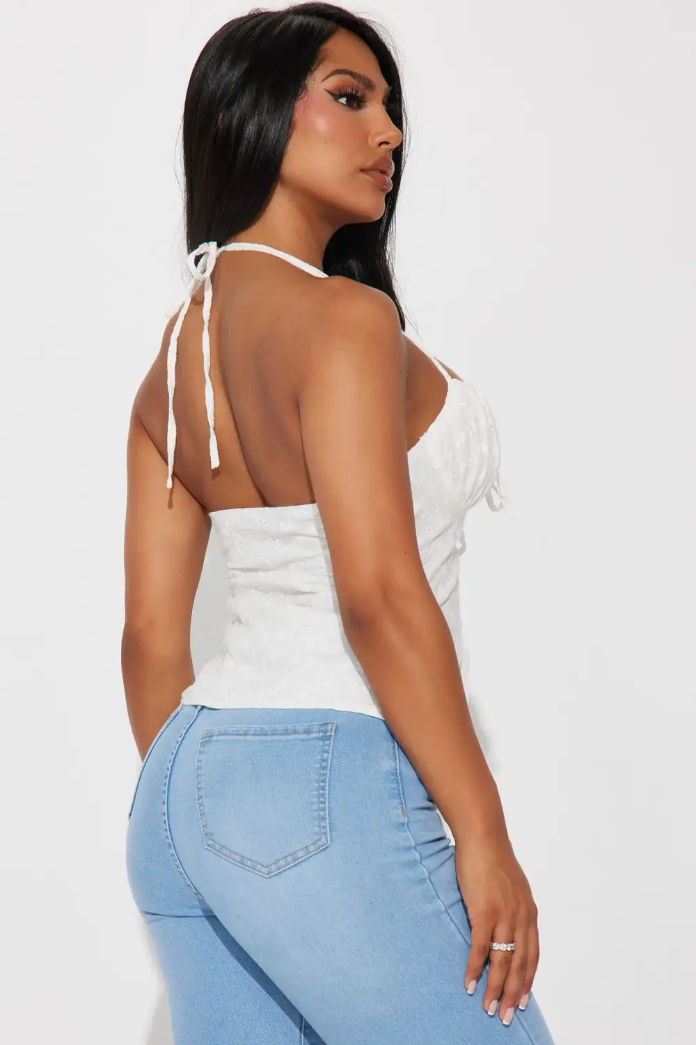 Got Weekend Plans Eyelet Top - White