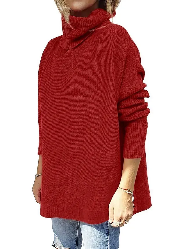 Women's Sweater Pullover Jumper Criss Cross Knitted Solid Color Stylish Casual Long Sleeve Regular Fit Sweater Cardigans V Neck Fall Winter Blue Purple Pink / Holiday / Going out