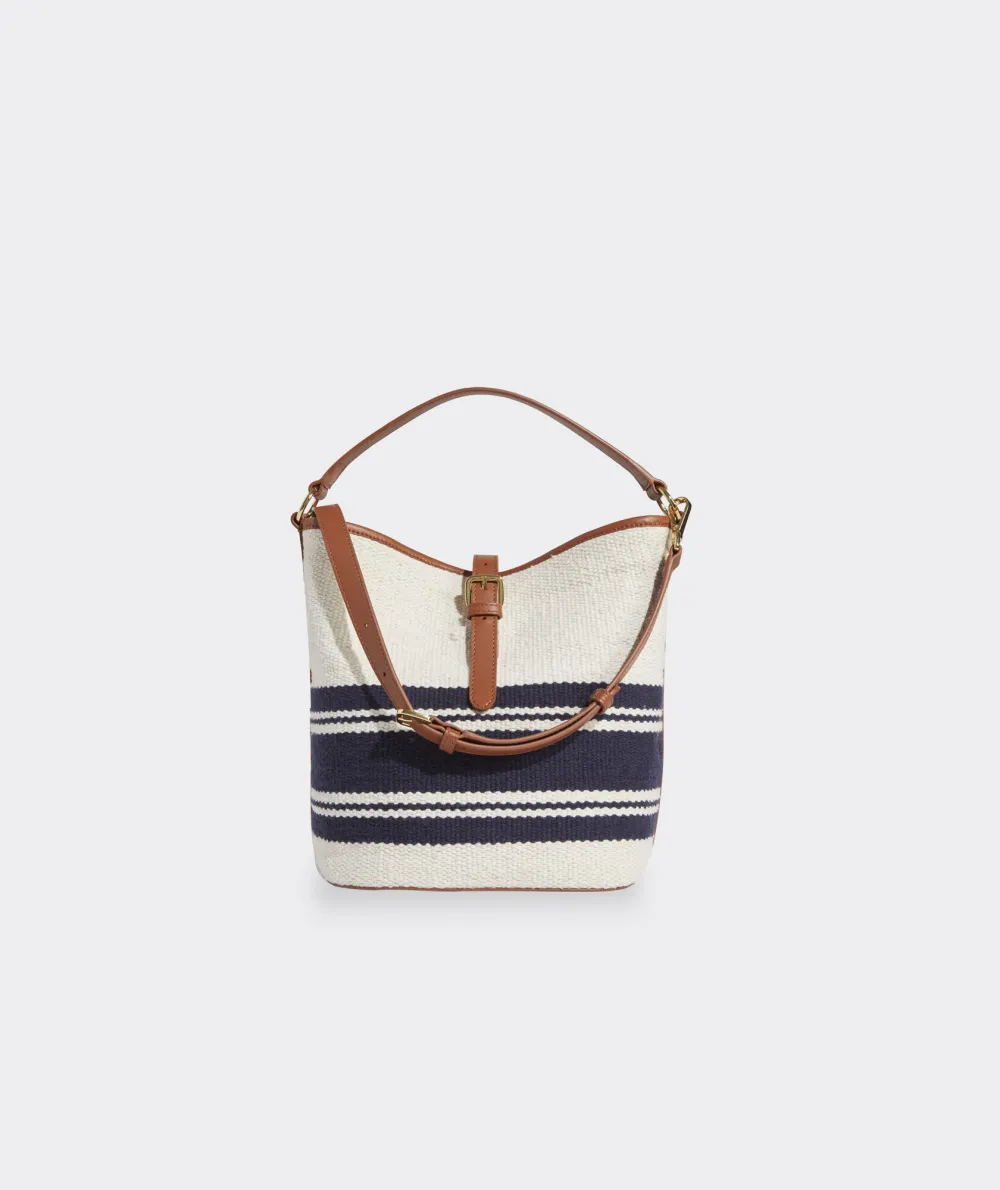 Woven Striped Bucket Bag