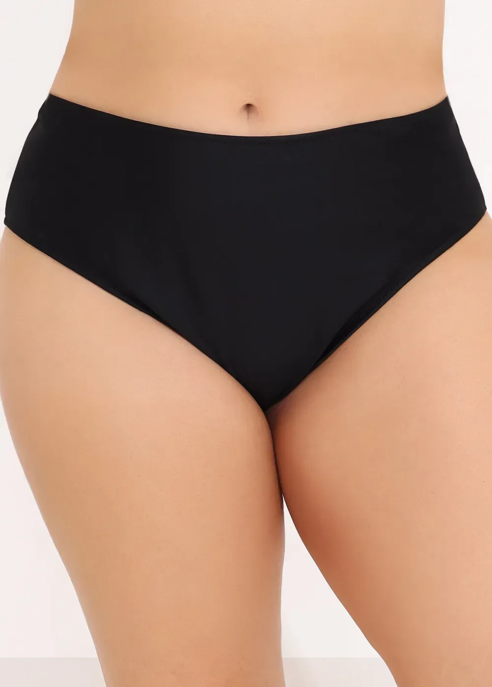 Mid Waist Black Bikini Bottom for Women