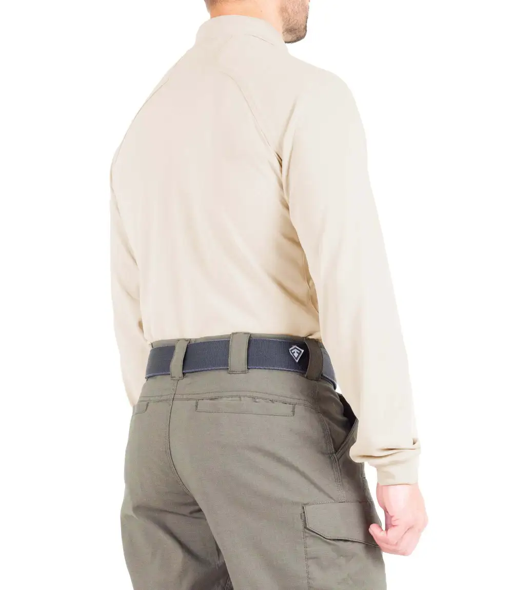 Men's Performance Long Sleeve Polo / Silver Tan