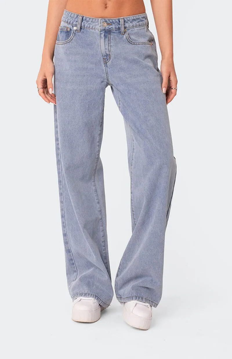 Edikted Raelynn Washed Low Rise Jeans