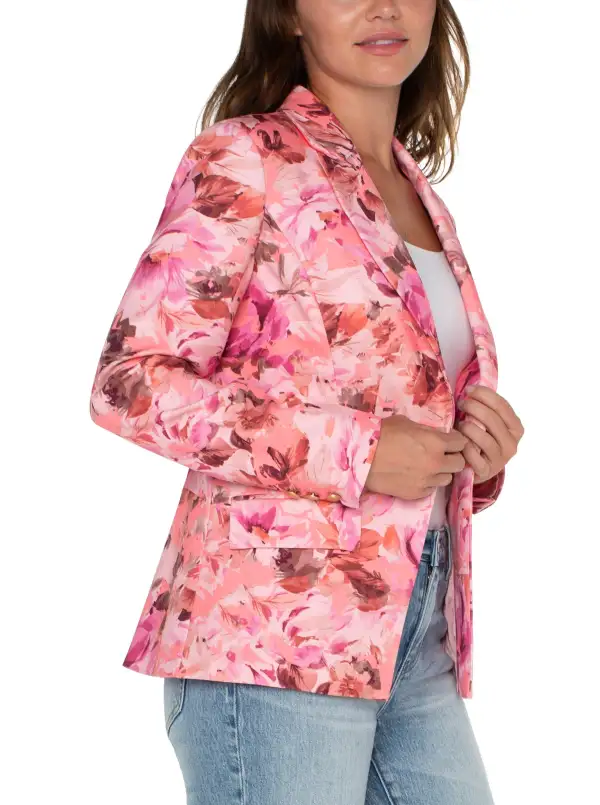 Floral One Button Blazer