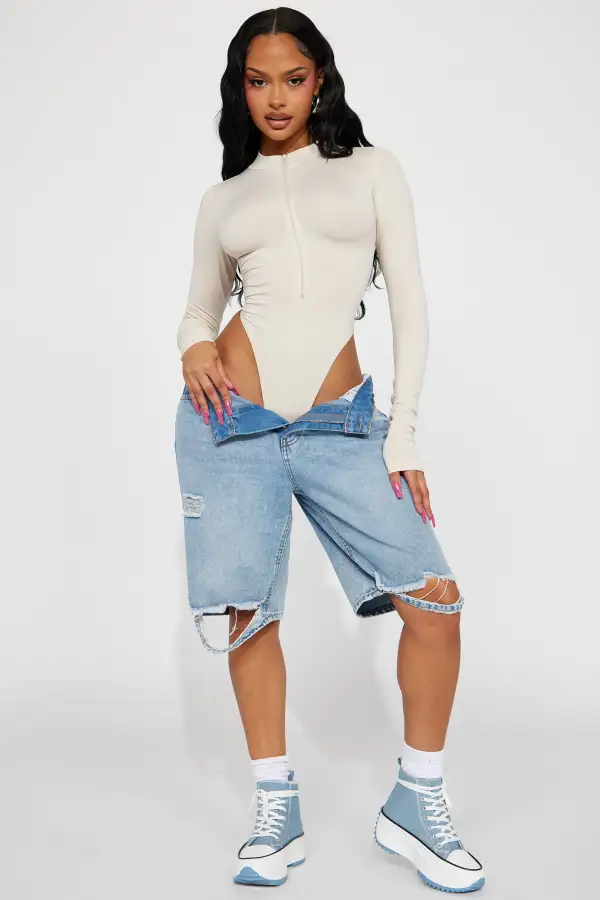 Take Notes On Me Bodysuit - Beige