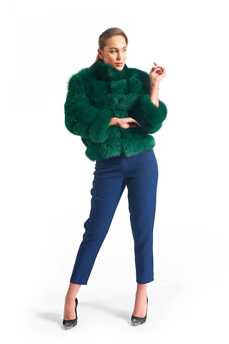 Green  Fox Fur Coat Women’s