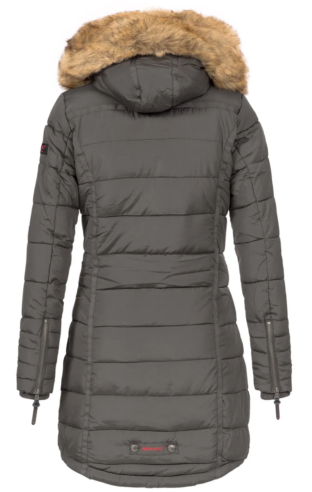 Fashion ladies parka coat with fur collar L