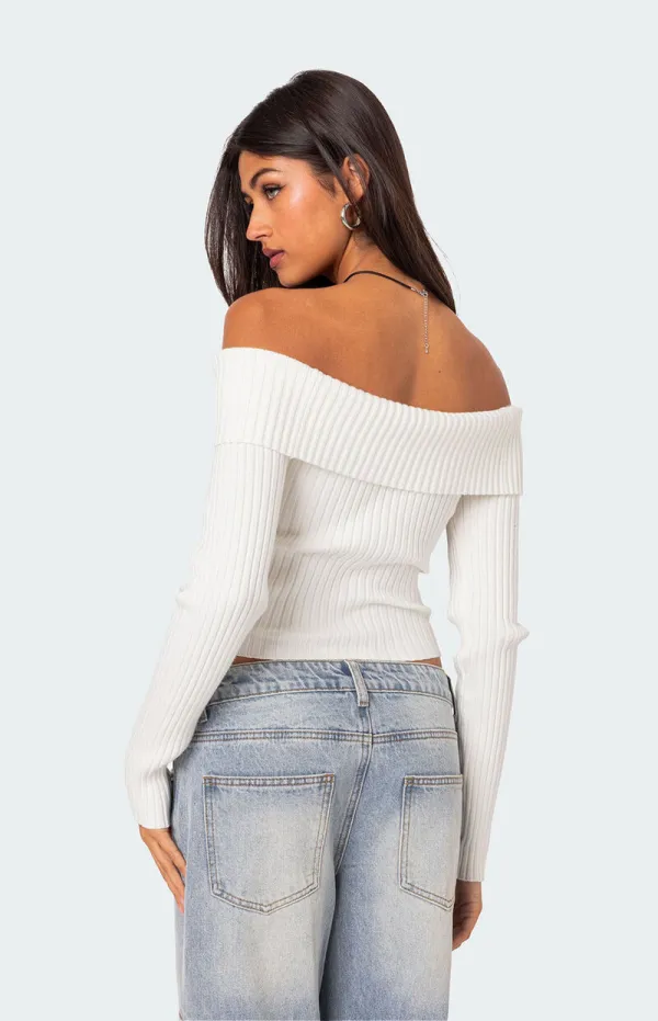 Edikted Lauren Knit Fold Over Top