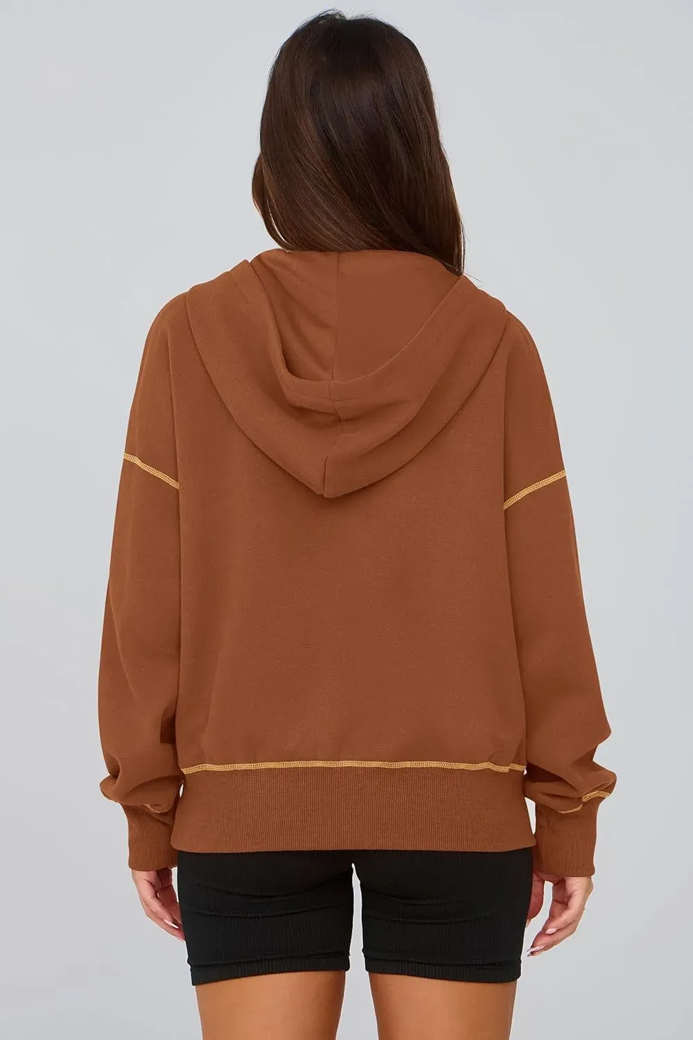 Women's Hooded Sweatshirts Long Sleeve Half Zip Cropped Hoodie Pullover Winter Fashion Clothes