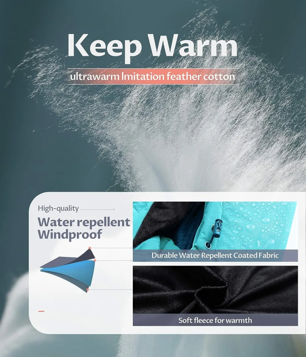 US Women's Winter Hooded Coat Waterproof Warm Long Puffer Jacket Parka